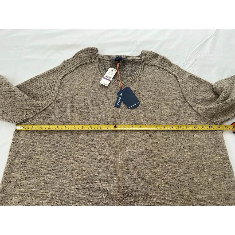 Tommy Bahama Gran Rey Reversible V-Neck Beige Crewneck Sweater Cotton Wool‎ XXL